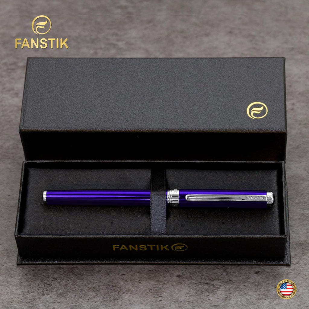 Customized Blue Luxury Rollerball pen (Made In USA) fancy gift set for women, Real 24K Gold Plating, Professional executive pen gift set for men (Lux Custom-Rollerball Blue)