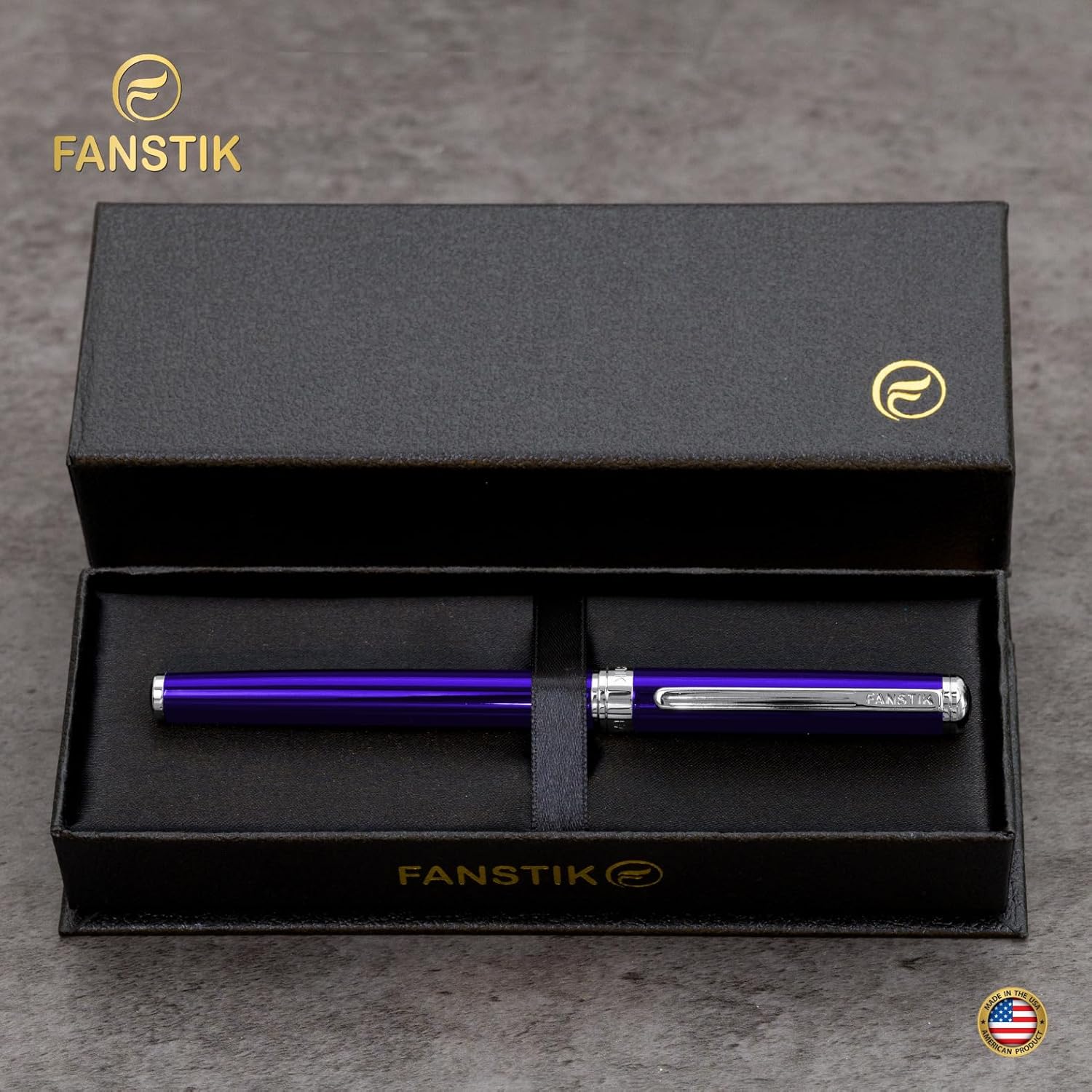 Customized Blue Luxury Rollerball pen (Made In USA) fancy gift set for women, Real 24K Gold Plating, Professional executive pen gift set for men (Lux Custom-Rollerball Blue)