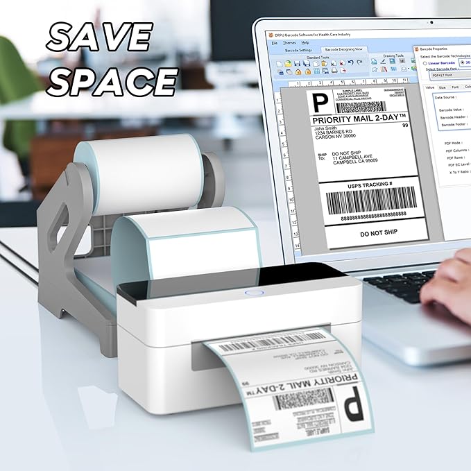 Label Holder for Rolls and Fanfold Labels Shipping Labels Stand Desktop Thermal Printer DIY Accessory Business Supplies for Home, Office(Grey)