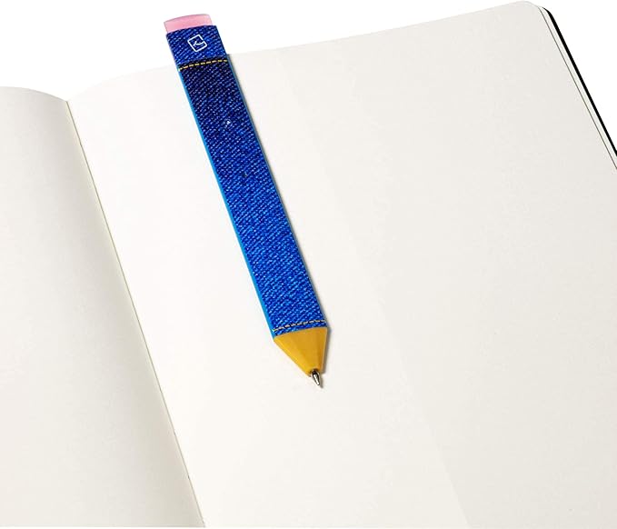 Pen Bookmark | Erasable Ballpoint Gel Pen and Bookmark 3-in-1 | Ink Novelty Pen with Eraser | Page Marker | Book Marker | Page Holder Clip | Stationery Gift Idea for Reader and Writer (Jeans)