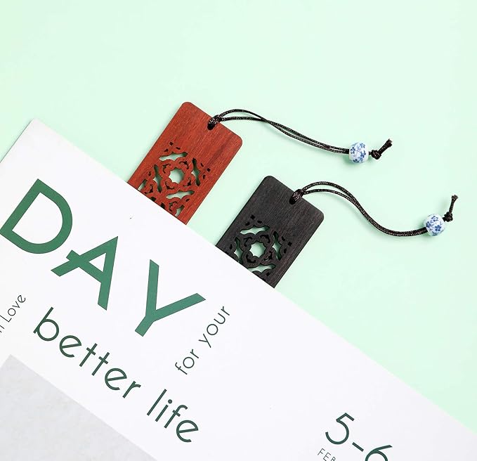 Wooden Bookmark Engraved Book Mark Vintage Style Best Unique Gifts Set for Book Lovers,Women,Men,Teacher,Birthday Present