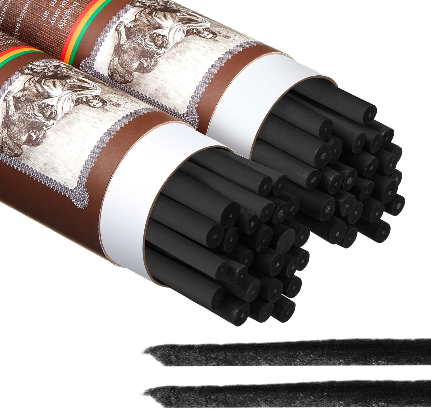 Gueevin 50 Pcs Willow Charcoal Sticks, Willow Charcoal, Artists, Beginners, Students, Perfect for Sketching, Drawing, Shading, and Fine Art (7-9mm)