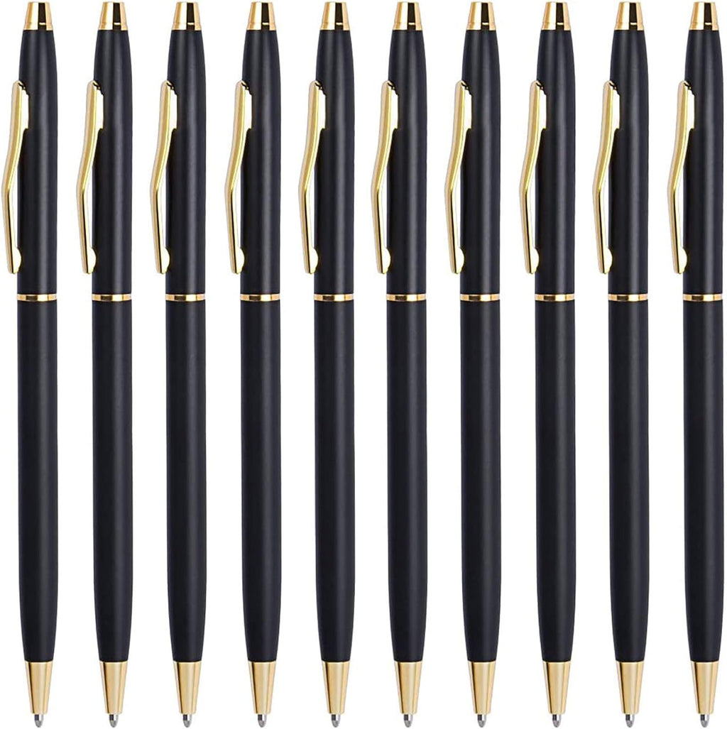 Cambond Black Pens Ballpoint Pens - Black Ink Bulk 1.0 mm Medium Point Smooth Writing Office Pens for Men Women Police Uniform Office Business, 10 Pack (Black)