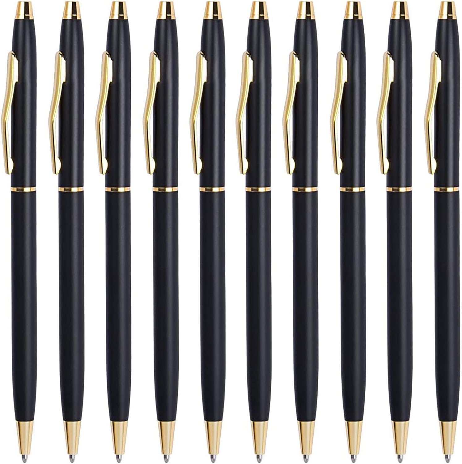 Cambond Black Pens Ballpoint Pens - Black Ink Bulk 1.0 mm Medium Point Smooth Writing Office Pens for Men Women Police Uniform Office Business, 10 Pack (Black)