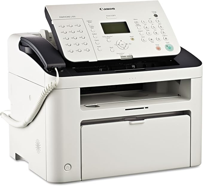 Canon FAXPHONE L100 - Monochrome Laser Fax with Copier, 30 Sheet Auto Document Feeder, 1 Year Limited Warranty, 19 PPM, White