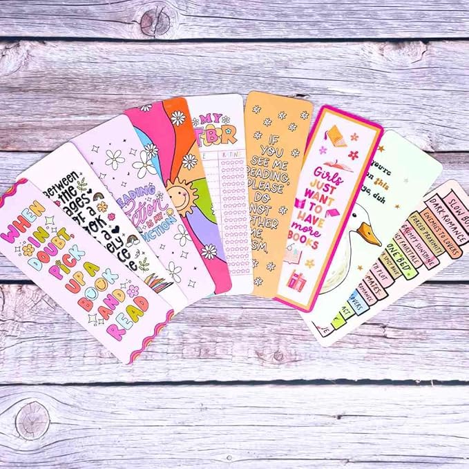 10PC Bookmarks for Women, Cute Colorful Bookmark for Book Lovers Reading Accessories Book Marks Laminated Plastic Cool Design Motivational Affirmation Summer Notebook Novelty for Girls