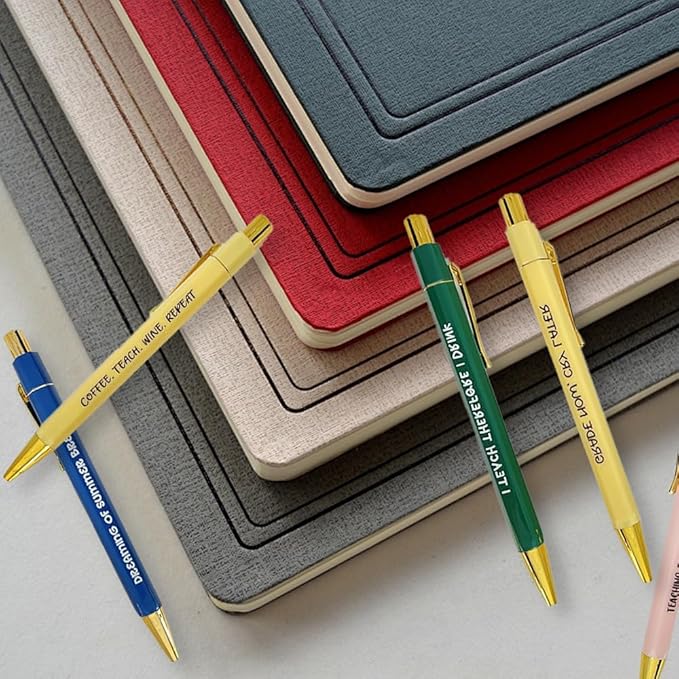 Funny pens,5-Count,Black Ink,Medium Nib 1.0mm,Funny Office Gifts for Coworkers,Personalized Pens Vibrant Funny Quotes Swear Word Daily Pen (Teacher Pens)