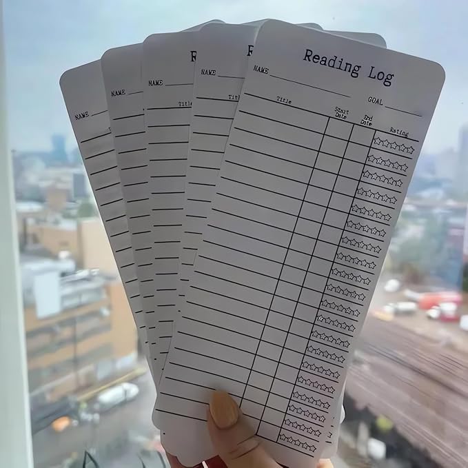 2024 Reading Log Bookmark - Book Tracker Bookmark, 12PCS Library Card Bookmark Creative Book Accessories for Reading Lovers, Libraries Cards Book Tracker for Teachers, Students, Book Lovers