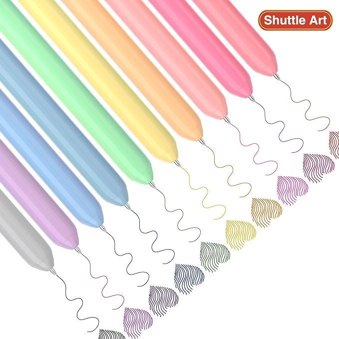 Shuttle Art Ballpoint Pens, 10 Pack Pastel Retractable Colored Ink Ball Point Pens, Cute Pens 1.0mm Medium Point Quick Drying for Writing Journaling Taking Notes School Office Home