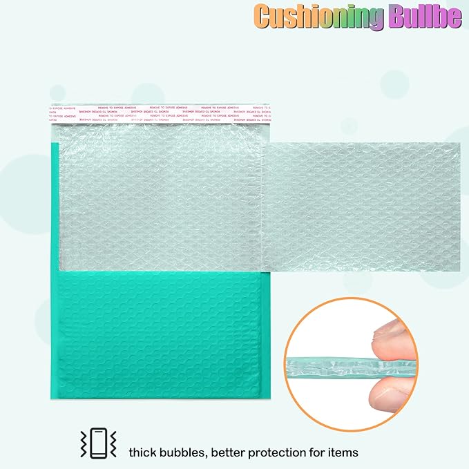 8.5 x 12 Inch Padded Envelope 30 Pack, Self-Seal Poly Bubble Mailers, Waterproof Shipping Bags for Small Business, Teal
