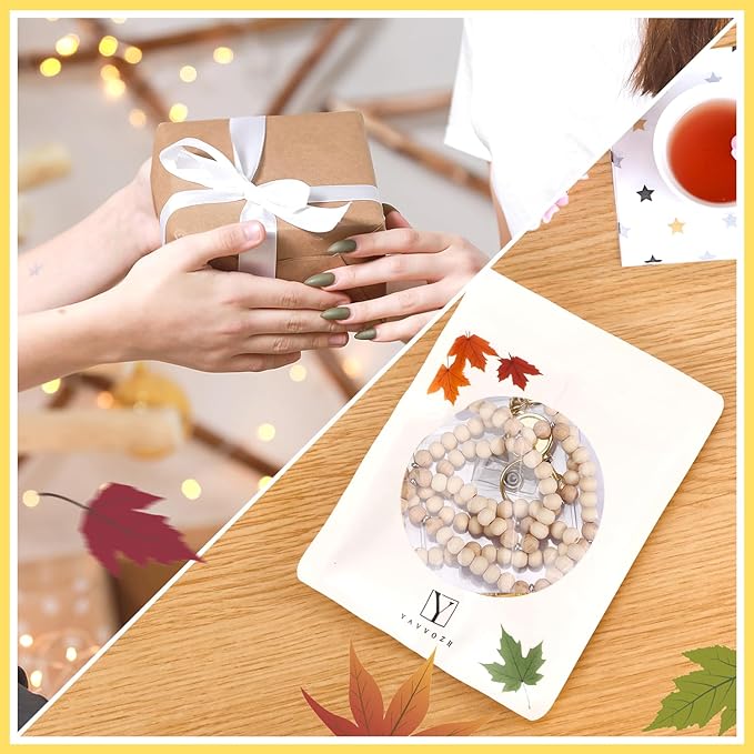 Teacher Lanyard with Id Holder, Cute Lanyards for Id Badges Keys, Retractable Natural Wooden Beaded Lanyard for Women, Stylish