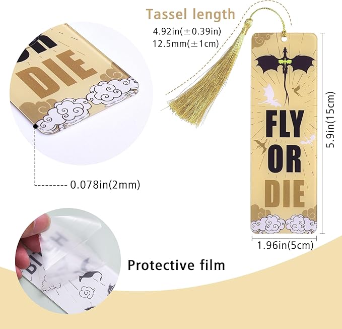 Dragon Acrylic Bookmarks, Bookish Merch Book Lovers, Unique Bookmark for Men, Page Markers Reading Accessories - Set of 3