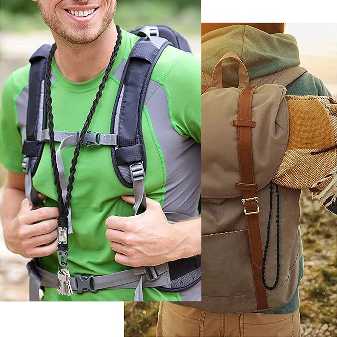 Heavy Duty Braided Paracord Lanyard Keychain with USA Flag, Parachute Rope Necklace Keychains, Braided Strong Lanyard with Metal HK Clip Key Ring for Outdoor Activities, Camera, Traveling