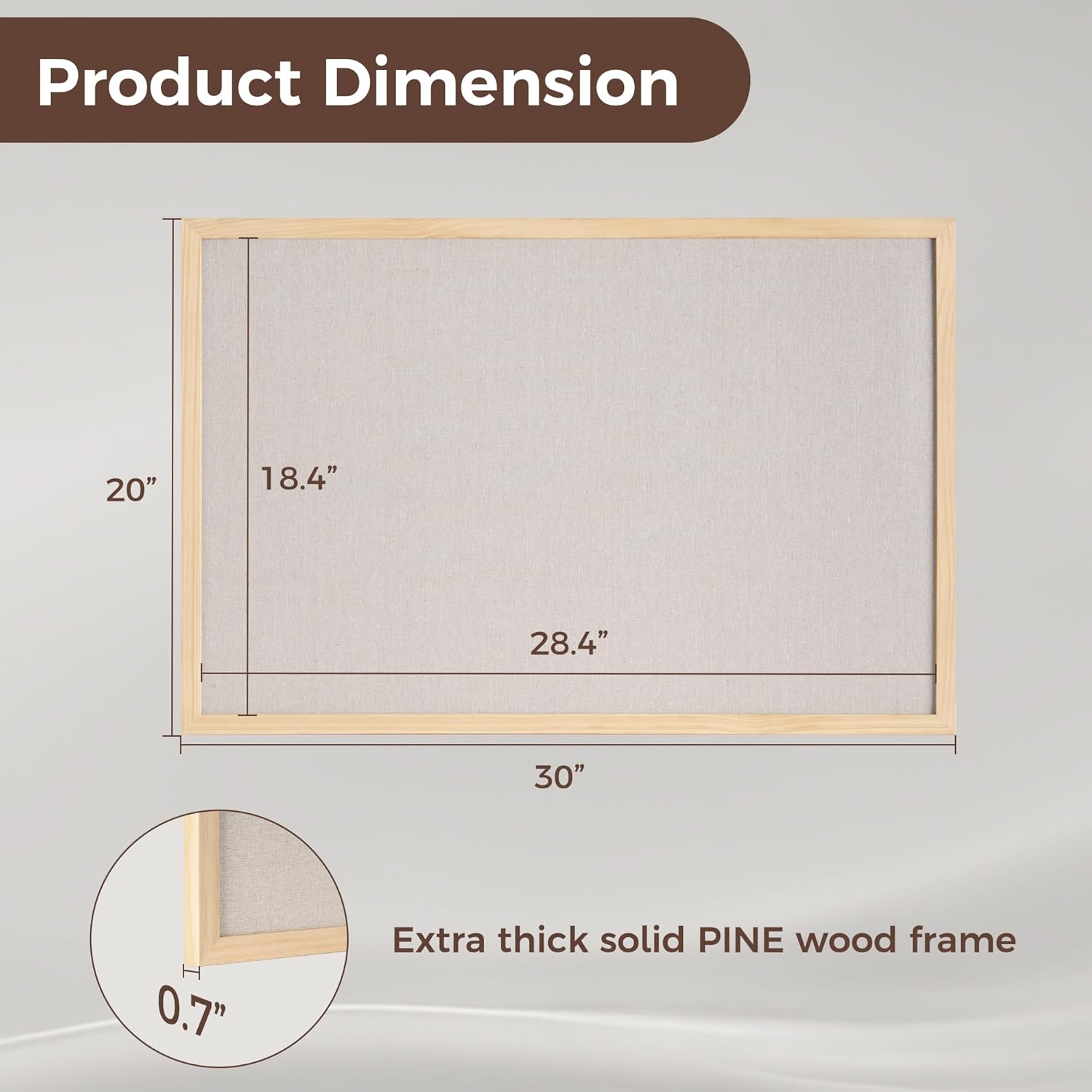 Fun Memories Cork Board Bulletin Board for Office, 20" x 30" Pine Wooden Framed Corkboard, Wall Mounted Notice Pin Board for School Home & Office, Natural Wood