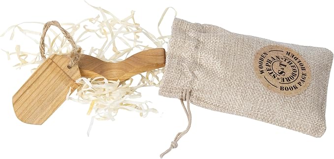 Handmade Wooden Book Page Holder - Wooden Thumb Bookmark - Novel Reading Accessories, Book Gadgets, Presents for Readers, Book Lovers Gifts, Bookworm (Cherry Natural)