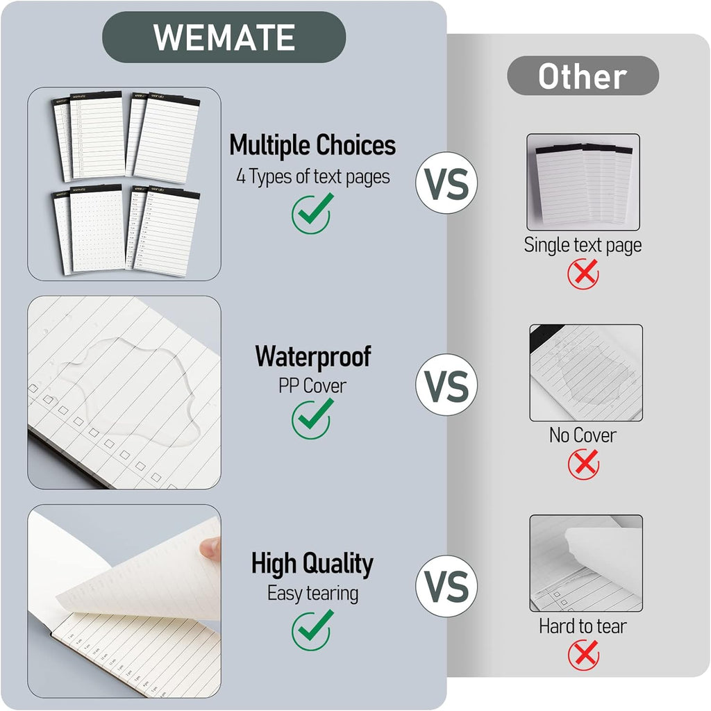 WEMATE 10 Pieces Small Notepad Holder Set Pocket Notebook - Included Mini Pocket Notepad Holder Set with 8 Memo Book Refills and Metal Pen for Meetings, Daily Records, and Notes 3 x 5 Inch (Blue)