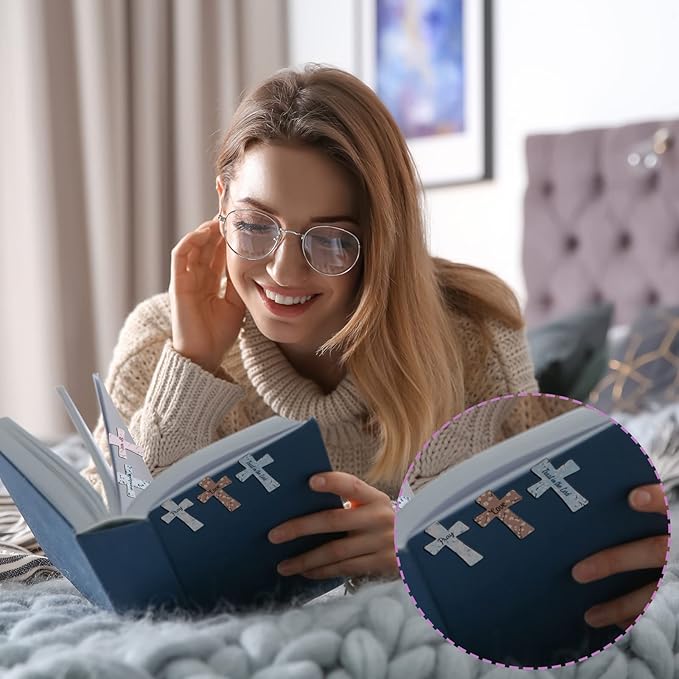 48 Pcs Magnetic Bookmarks Christmas Bible Gift Christian Scripture Inspirational Book Marks Bible Verse Cross Bookmark Magnetic Page Clips for Women Men School Reading Gifts(Floral Style)