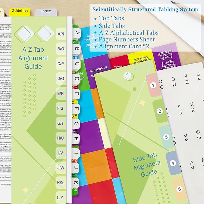 Index Tabs for ICD-10-CM 2025 The Complete Official Codebook-AMA Version, Complete Book Tabs Set to Index All Important Parts, Laminated Durable with Blank Tabs & Page Numbers (Book Not Included)