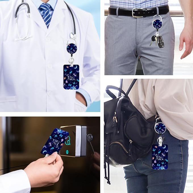 Butterfly Badge Holder with Retractable Reel and Breakaway LanyardBadge Clips Retractable Heavy Duty Badge Reel，Funny Keychain，ID Holder with Breakaway Lanyard for School Nurse Office Teen