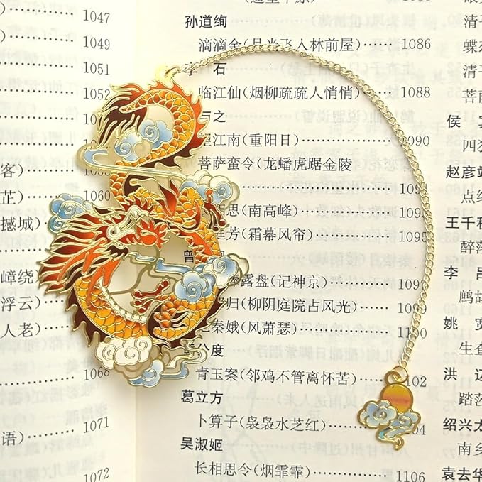 MOZART Chinese Dragon Gift Box Chinese Style Brass Bookmark Classical Mythological Characters Mountain and Sea Sutra Series Creative Cultural Copper Bookmark Metal Bookmarks