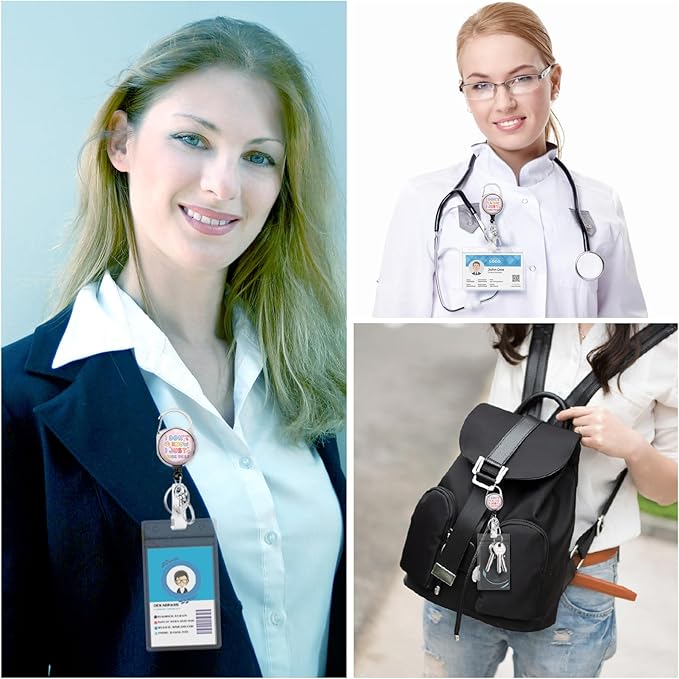 Gctriki Badge Reel Retractable Heavy Duty with 360° Swivel Carabiner Clip, I Don't Know I Just Work Here ID Badge Holder Retractable Clip, Funny Nurse Teacher Retractable Keychain Name Badge Clip