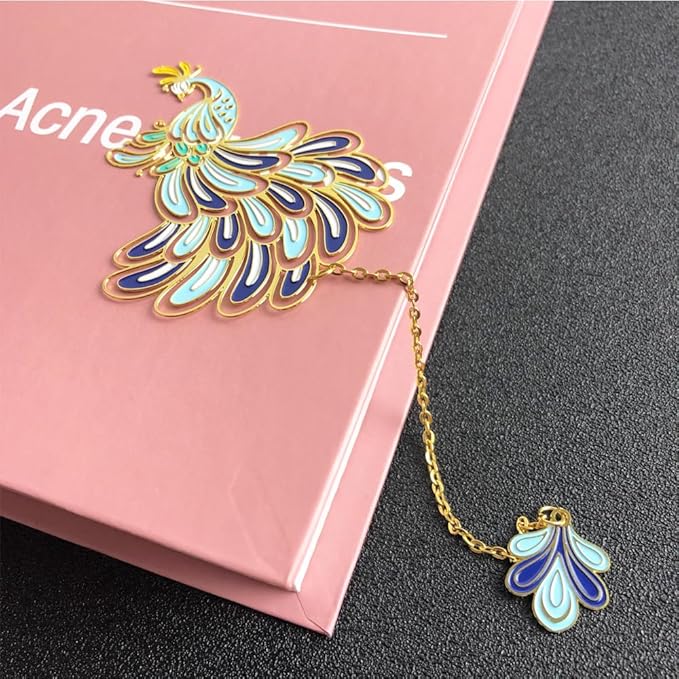 Bookmarks for Book Lovers Book Marks for Reading Women Birthday Graduation Christmas Gifts for Her Cute Metal Bookmark Book Markers Stocking Stuffers for Teens (Peacock)