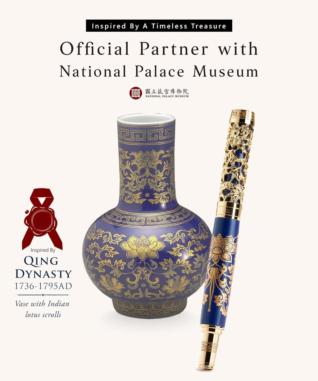 Luxury Fountain Pen Set With Stand - Museum Art Collections - Crafting Timeless Beauty - the Best Gift & Office Desk Decor, German SCHMIDT Fine Nib, Solid Metal & Marble Texture