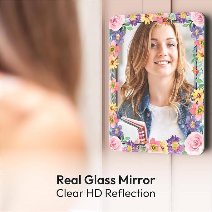 Locker Mirror Magnetic for School and Office, Strong Magnetic Mirror for Locker, Magnetic Locker Mirror with Colorful Design, Locker Accessories, 1 Pack, 5 inxh x 7 inch