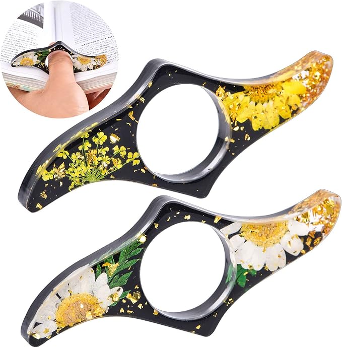 SKYNEO Book Page Holder, Thumb Book Page Holder, Dried Flowers for Resin Page Holder, Book Reader Reading Accessories for Teachers Gift and Bookworm Gifts, Gifts for Book Lover - Black