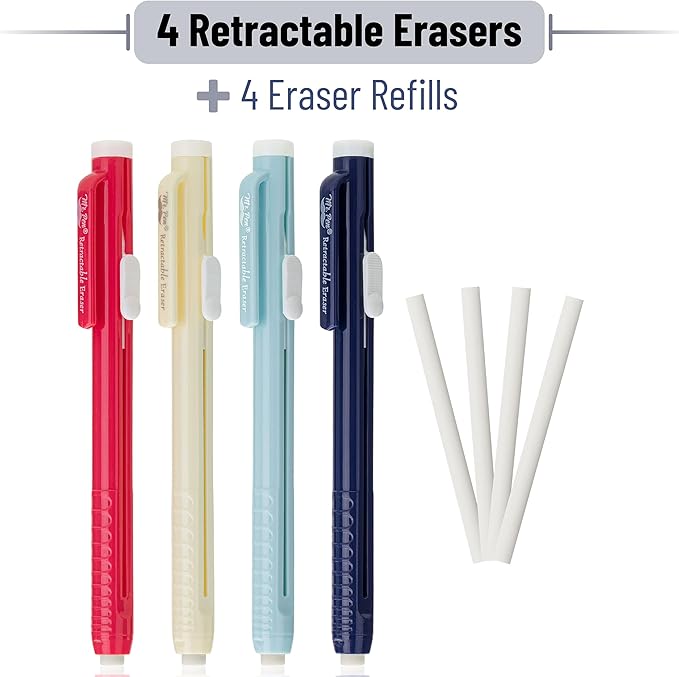 Mr. Pen- Retractable Mechanical Eraser Pen, Pack of 4, Assorted Colors, Pencil Eraser, Eraser for Pencils, Retractable Eraser, Eraser for Artists, Eraser for Pens, Retractable Eraser Pen