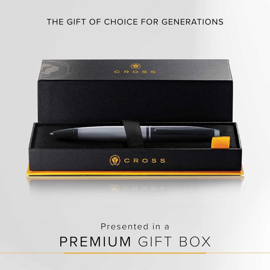 Cross Calais Refillable Ballpoint Pen Presented in a Luxury Gift Box - Medium Point, Black Ink, Matte Gray & Black
