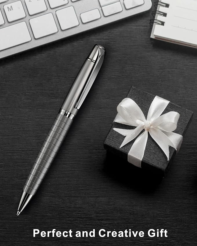 Cambond Ballpoint Pens Black Pens - Bulk Pens Metal Pen for Journaling Gift Business Men Police Flight Attendants 1.0 mm Medium Point Nice Pens, 3 Pens with 6 Refills (Gun Black)