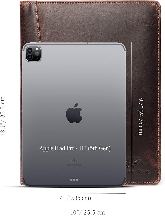 Leather Portfolio Binder, Professional Organizer Padfolio – Resume Folder, Business Card & Document Holder, Portfolios for Men & Women, Office & Business Supplies by Luxeoria | (Medium - Brown)