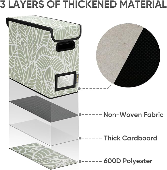 BALEINE File Organizer Box with Lid, Collapsible File Folder Organizer with Plastic Slide, Hanging File Folder Box for Office Document Storage (2 Pack, Antique Foliage, S)