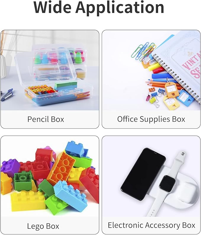 Sooez 3pcs Pencil Box, Plastic School Supply Box, Large Storage Box, Stackable Clear Design for Kids, 8.2x4.6x2.3 inches