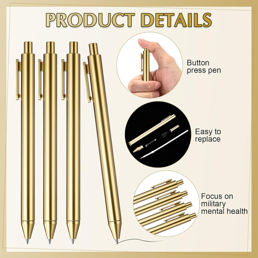 30 Pcs Gold Metallic Slim Ballpoint Pens Bulk Retractable Black Ink Medium Point (0.5mm) Smooth Writing Pens for Wedding Bridal Shower Business Office Students Teachers