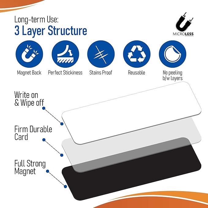 Dry Erase Magnetic Label White Coloured 1 x 3 inch