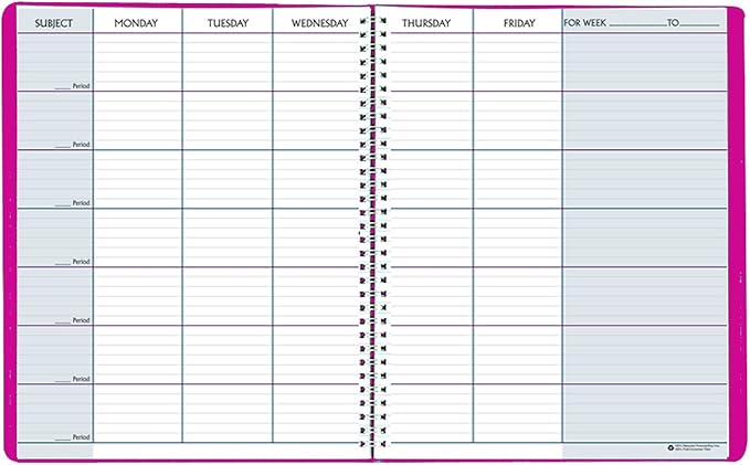 House of Doolittle Teachers Planner, Pink Leatherette Cover, 45 Weeks, 7 Periods, Seating Chart, Records, 8.5 x 11 Inch (HOD50905)