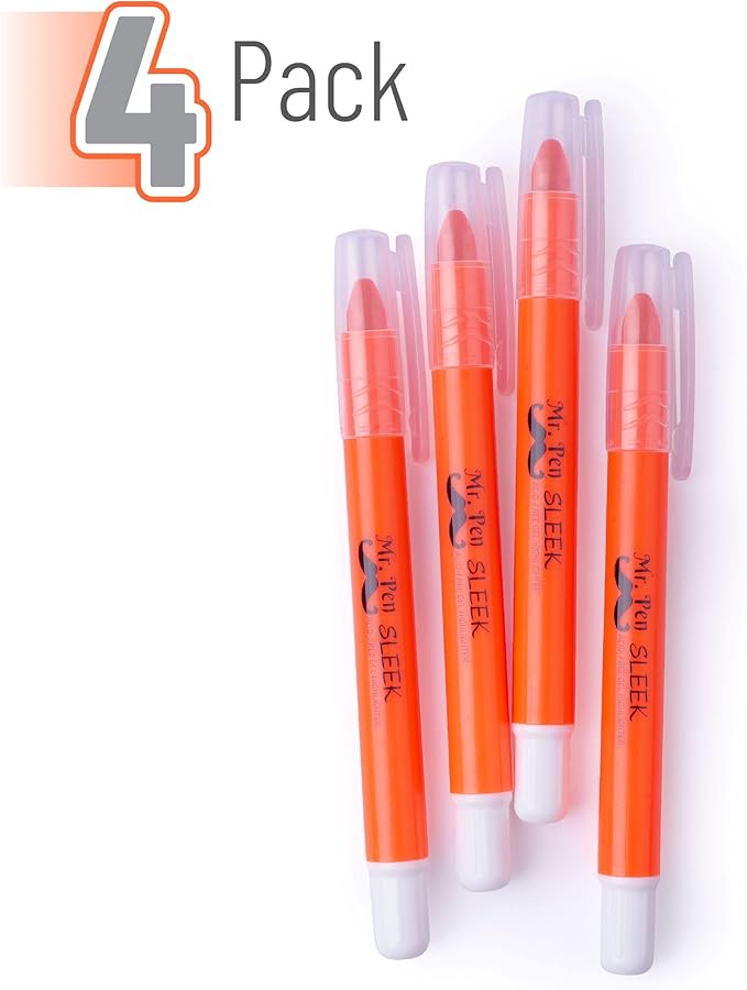 Mr. Pen No Bleed Gel Highlighter, Bible Highlighters, Golden Orange, Pack of 4