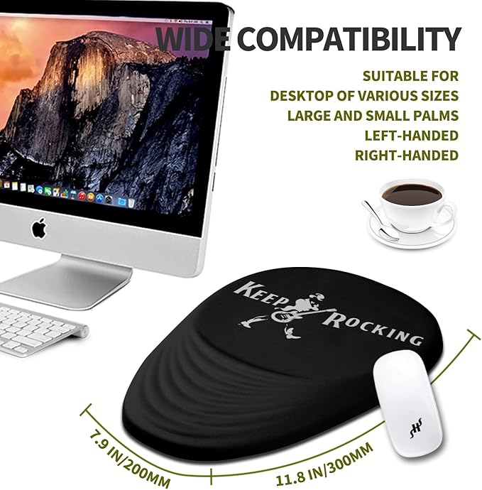 Hokafenle Ergonomic Mouse Pad Wrist Support, Terraced Slope Carpal Tunnel Wrist Pad for Mouse with Unibody Memory Foam, Wrist Rest Pain Relief Mousepad (Rocking, 11.8x7.9 in)