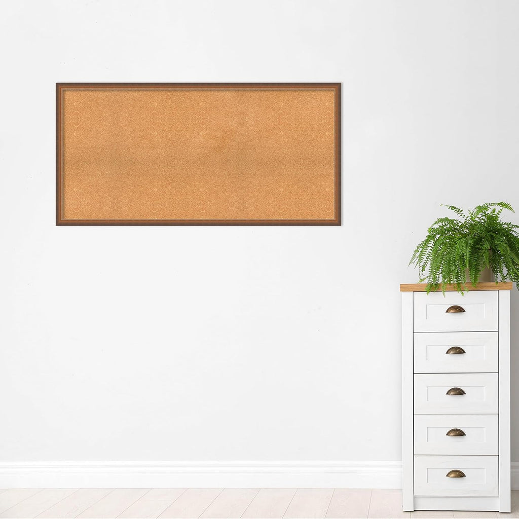 Amanti Art Natural Cork Board for Wall, 28x56 Vision Board with Bronze Frame, Oversize Corkboard Office Decor for Home Organization, Modern Corkboard Pinboard to Display Items for Home Organization