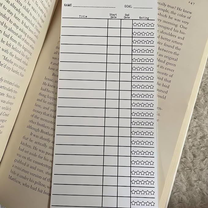 2024 Reading Log Bookmark - Book Tracker Bookmark, 12PCS Library Card Bookmark Creative Book Accessories for Reading Lovers, Libraries Cards Book Tracker for Teachers, Students, Book Lovers