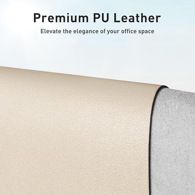Aothia Leather Desk Pad Protector, Office Desk Mat, Large Mouse Pad, Non-Slip PU Leather Desk Blotter, Laptop Desk Pad, Waterproof Desk Writing Pad for Office and Home (48"x17", Beige)