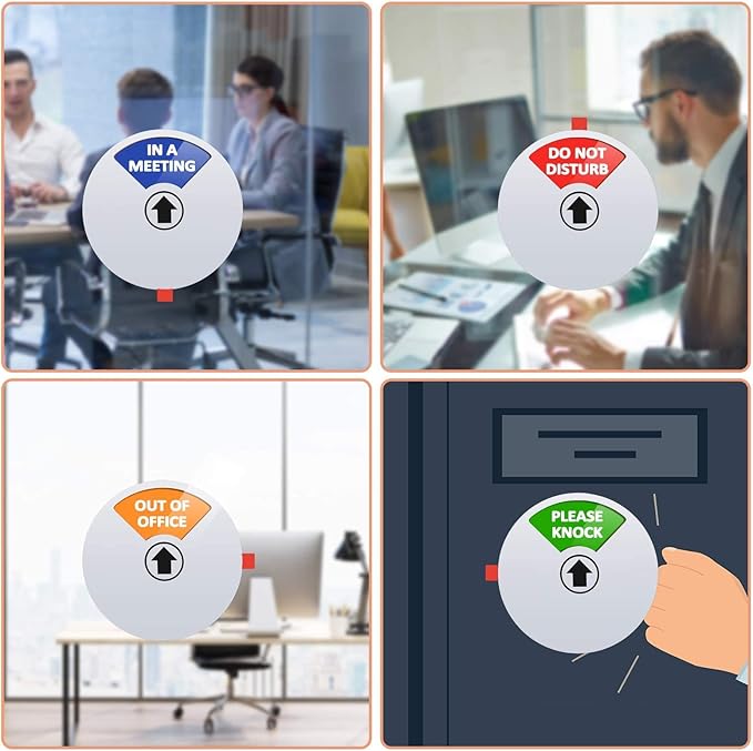 Privacy Sign,Do Not Disturb/Please Knock/Out of Office/in a Meeting Sign,Office Door Sign That Lets Others Know Whether You're Available Or Not(5inch,Silver)