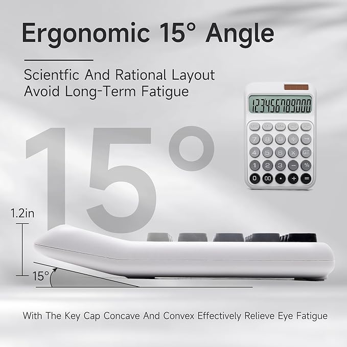 Desk Calculator,12 Digits, Large LCD Display,Big Buttons,Solar and Battery Dual Power Desktop Calculators,Cute and Aesthetic,Suitable for Office and Study (Ombre Gray, M)