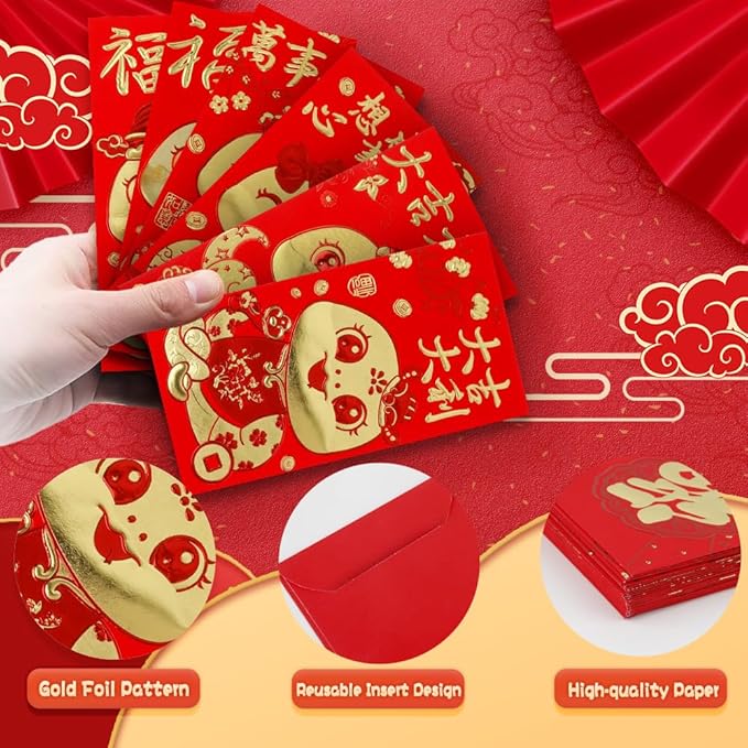 Red Envelope Snake 2025, 36 Pcs Cute Red Envelopes Chinese, Chinese New Year Red Envelopes, Lunar New Year Envelopes, Red Packets, Hong Bao, Lucky Money Envelopes for Wedding Birthday Spring Festival