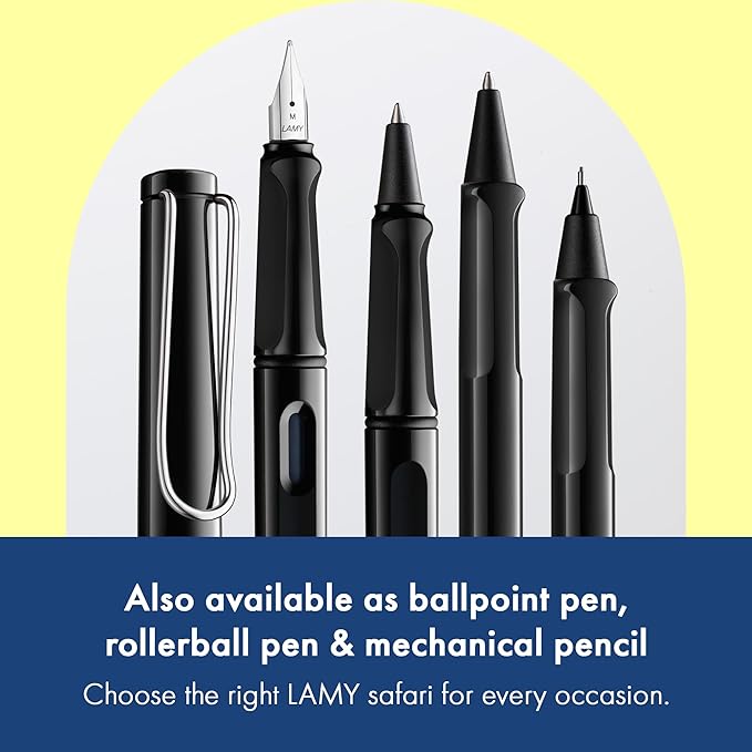 LAMY safari black - Fountain Pen with ergonomic grip & polished steel nib in size EF - ideal for any Writing & Calligraphy - including LAMY T 10 blue cartridge - Right-Handed