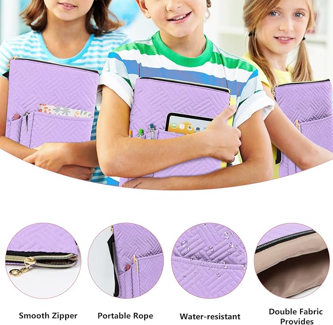 Book Sleeve with Zipper, 11"X9" Padded Book Protector, Washable Quilted Book Covers for Paperbacks, Book Pouch with Pockets for Book Lover Gifts