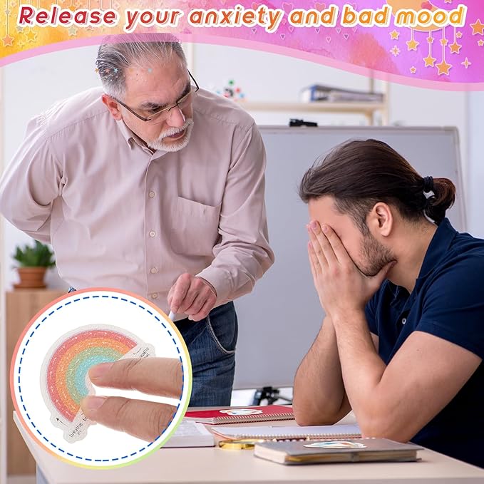 Gersoniel 36 Pieces Anxiety Sensory Stickers Cute Fidget Textured Strips Toys Anti Stress Tactile Rough Sensory Calm Textured Strips Adhesives Anxiety Relief for Adults Teens Desk (Breath Style)