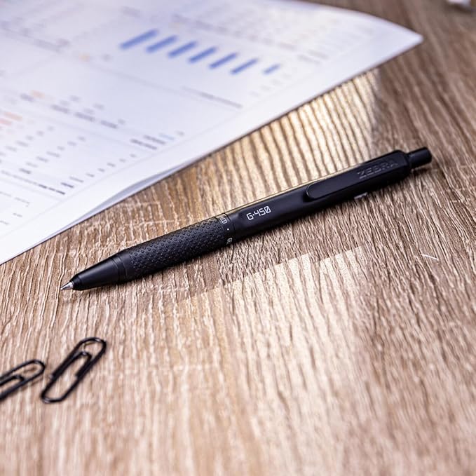 Zebra Pen G-450 Retractable Gel Pen, Black Brass Barrel, Medium Point, 0.7mm, Black Ink, 1-Pack (49511)